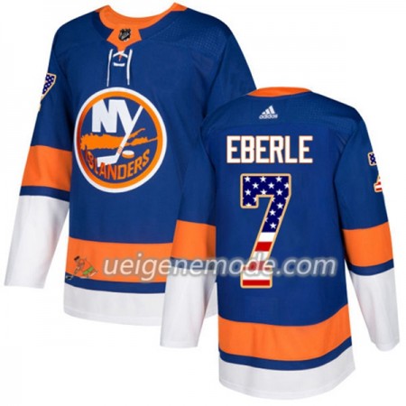 Herren Eishockey New York Islanders Trikot Jordan Eberle 7 Adidas 2017-2018 Blue USA Flag Fashion Authentic